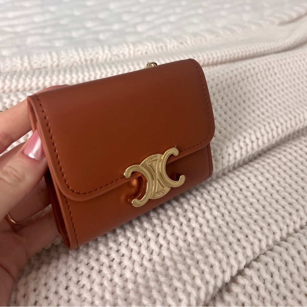Celine alike brown small leather wallet